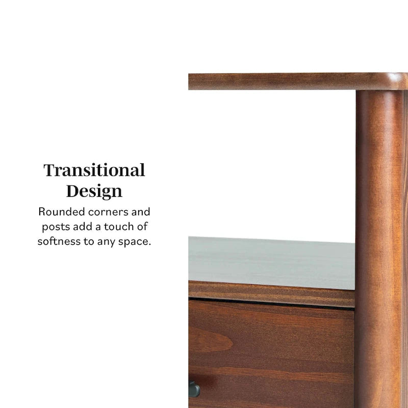 Nachttisch aus Massivholz im modernen Mid-Century-Stil mit gedrechselten Beinen