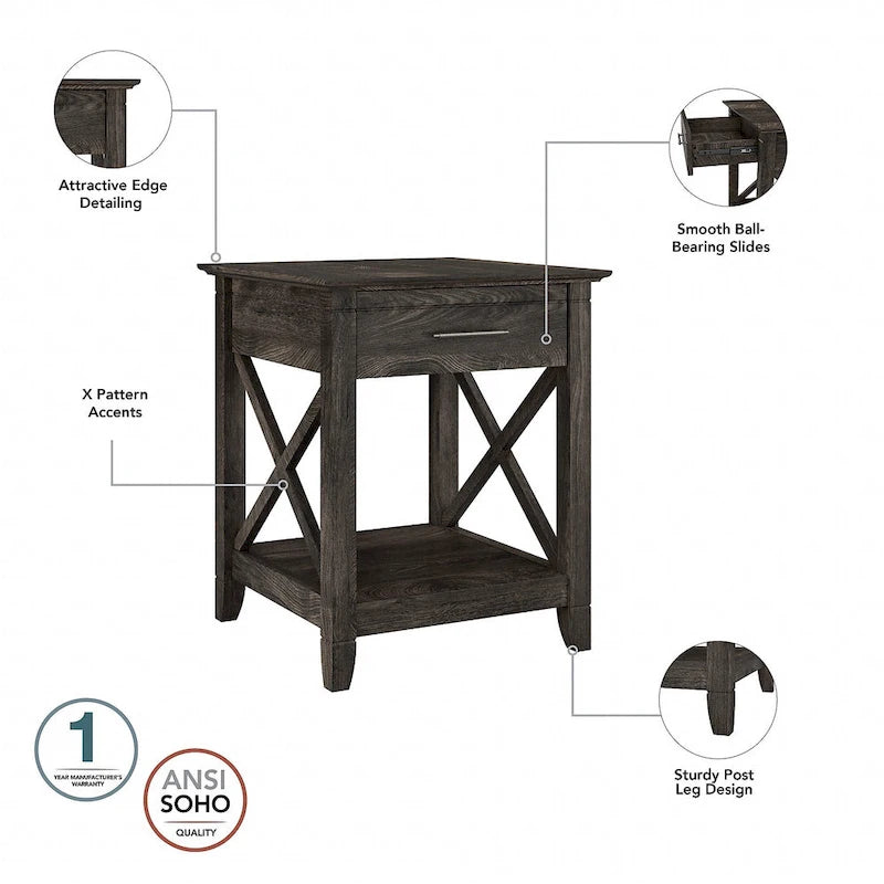 Table de chevet côtière avec tiroir carré