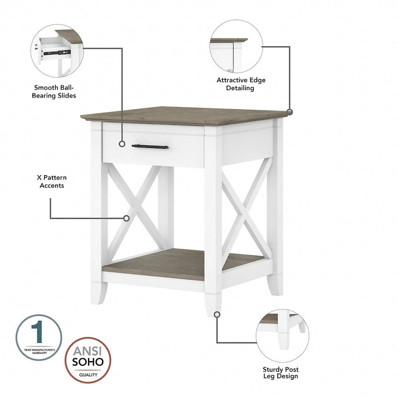 Table de chevet côtière avec tiroir carré