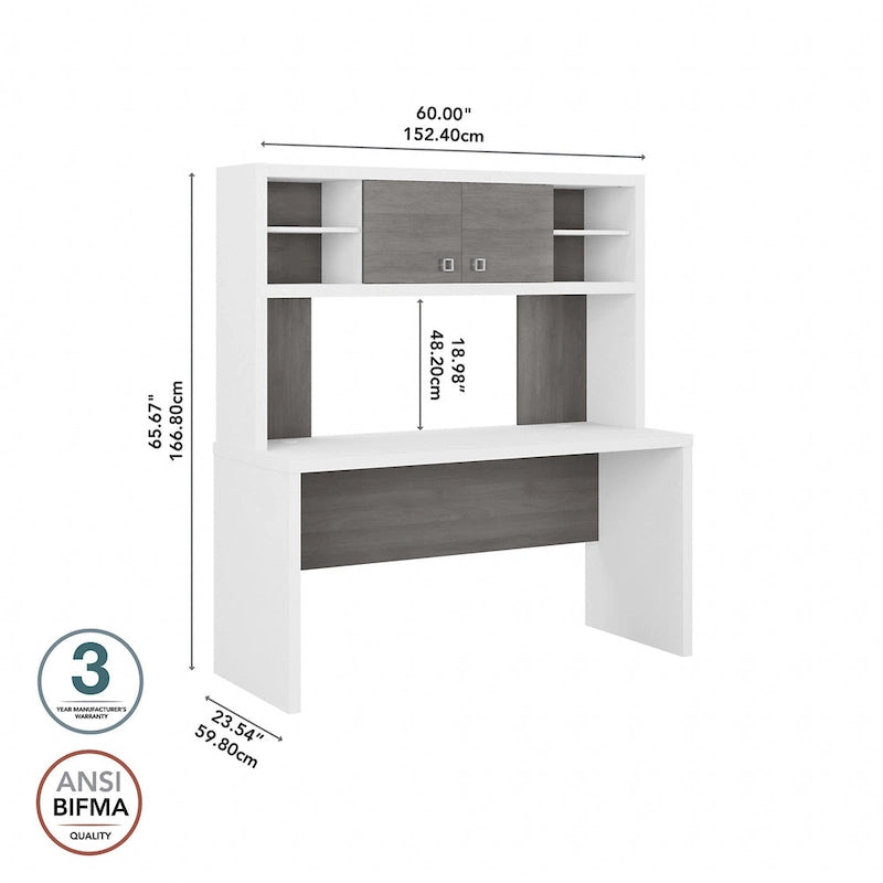 Bureau avec crédence et étagère supérieure