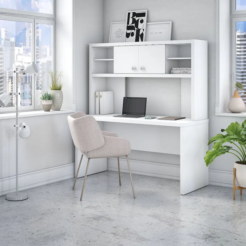 Bureau avec crédence et étagère supérieure