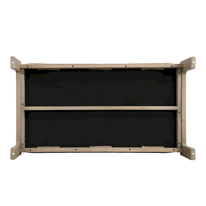 Table basse rectangulaire de 48.4 avec capitonnage, revêtement en cuir et cadre en bois d’hévéa