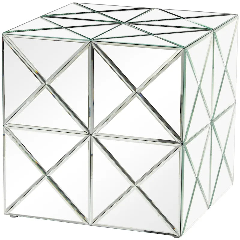 Verspiegelter Beistell- und Akzenttisch aus Glas - Silber