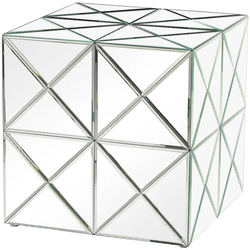 Glass Mirrored Side End Accent Table - Silver - Roche River Decor