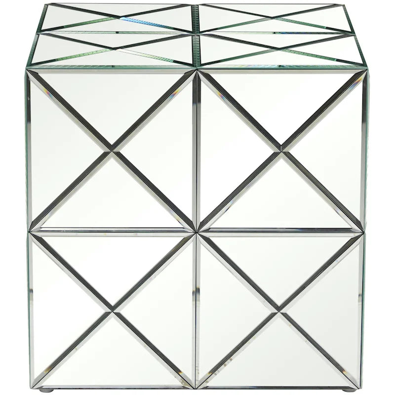 Verspiegelter Beistell- und Akzenttisch aus Glas - Silber