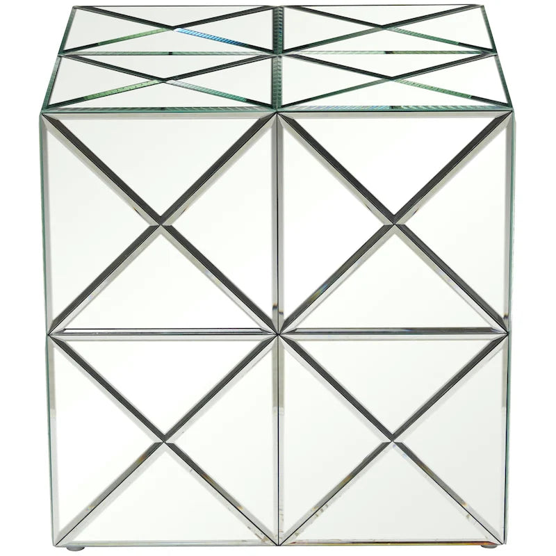 Verspiegelter Beistell- und Akzenttisch aus Glas - Silber