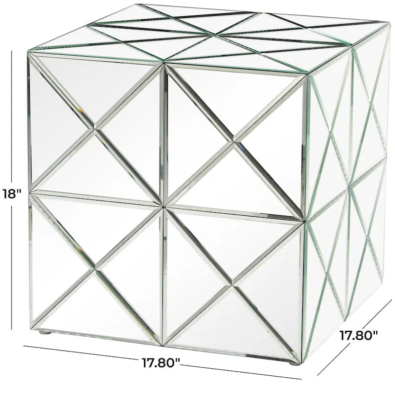 Verspiegelter Beistell- und Akzenttisch aus Glas - Silber