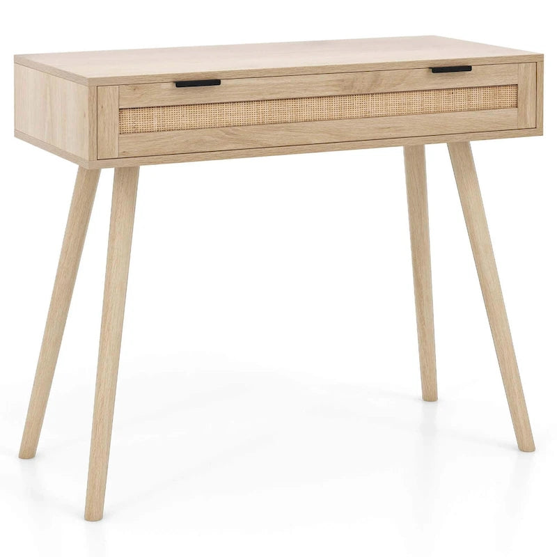 Console en rotin avec tiroir coulissant, style bohème pour l’entrée - Voir les détails