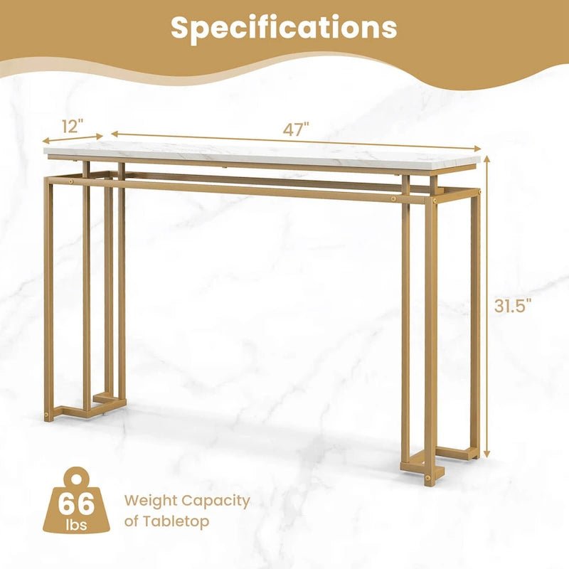 Console moderne pour entrée avec plateau en faux marbre de 47