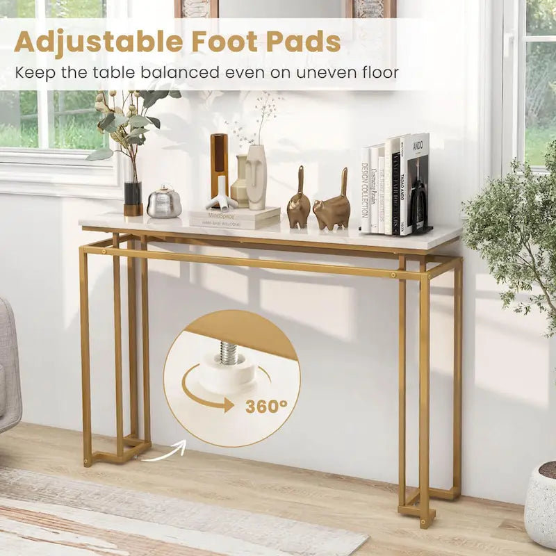 Console moderne pour entrée avec plateau en faux marbre de 47