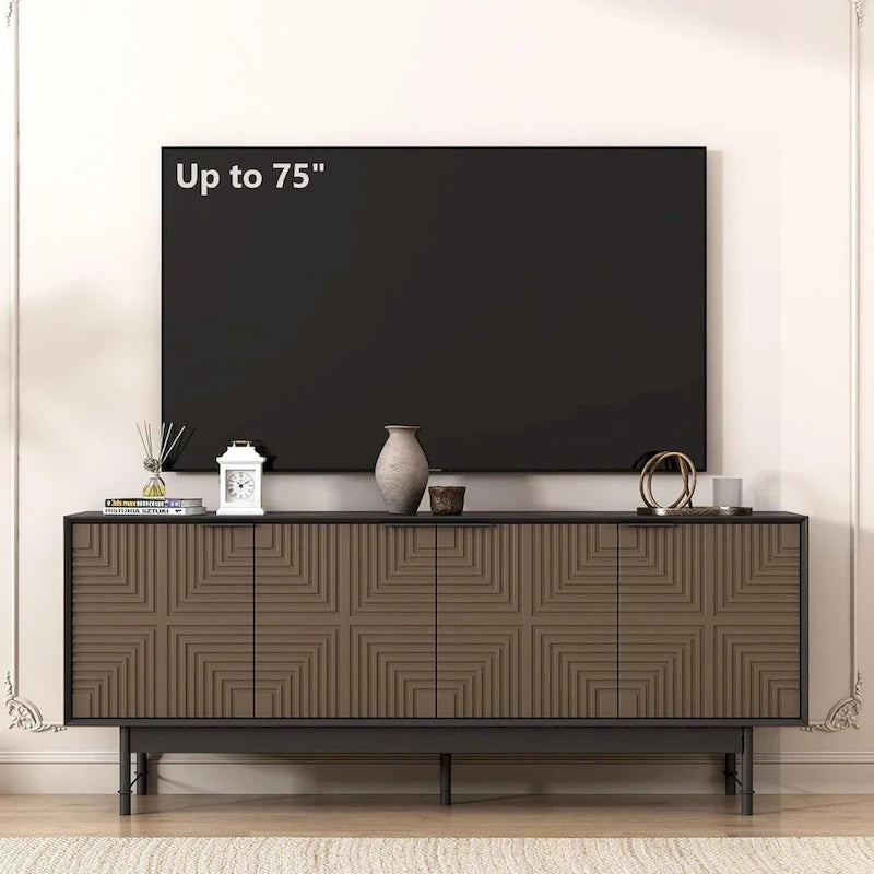 WESOME 64.45 Mid-Century TV Stand Entertainment Center with Doors