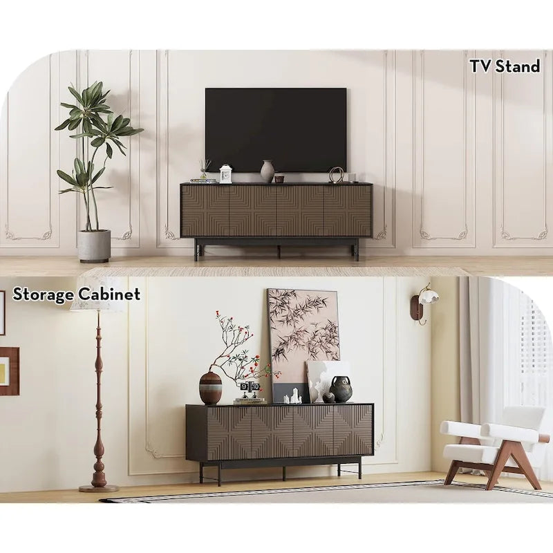 64.45 TV-Ständer im Mid-Century-Stil mit Türen
