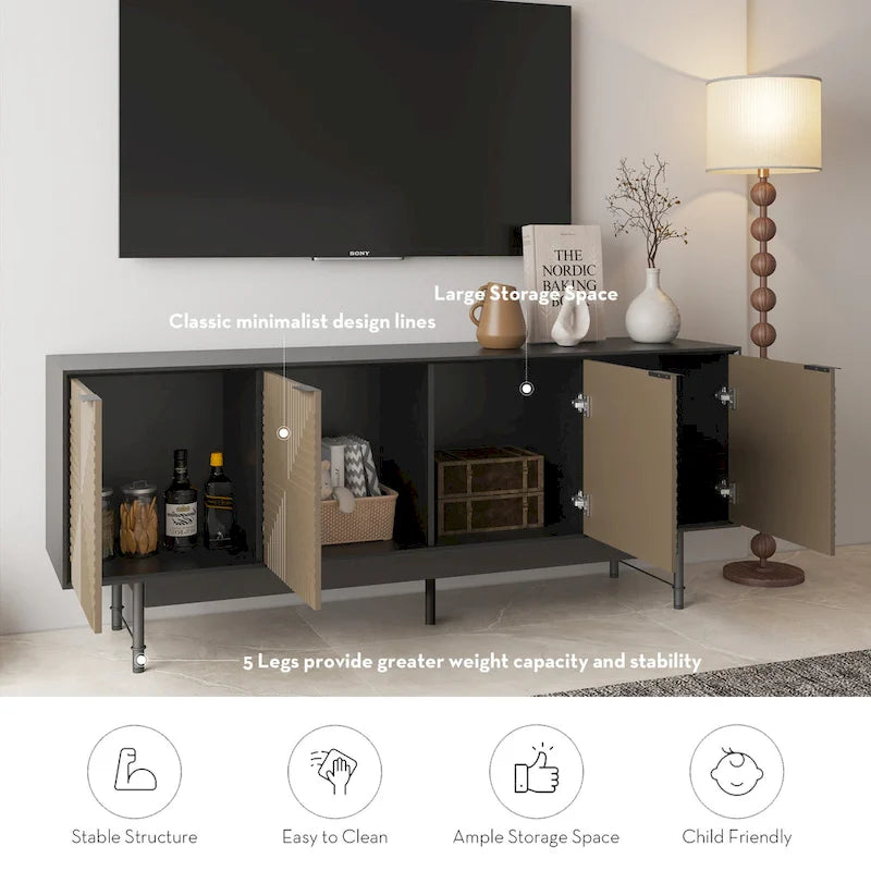 64.45 TV-Ständer im Mid-Century-Stil mit Türen