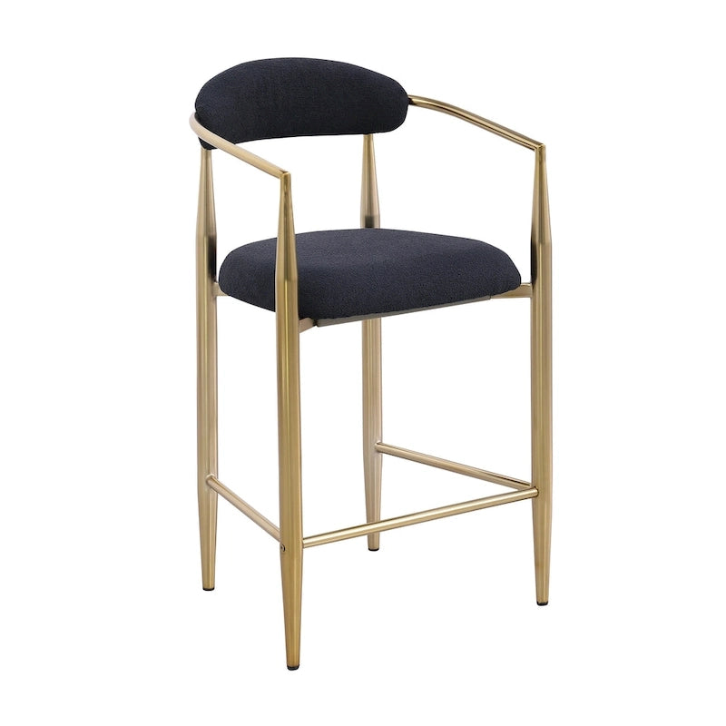 Lot de 2 tabourets de bar, chaises de comptoir avec dossier rembourré, accoudoirs et pieds en métal pour îlot de cuisine