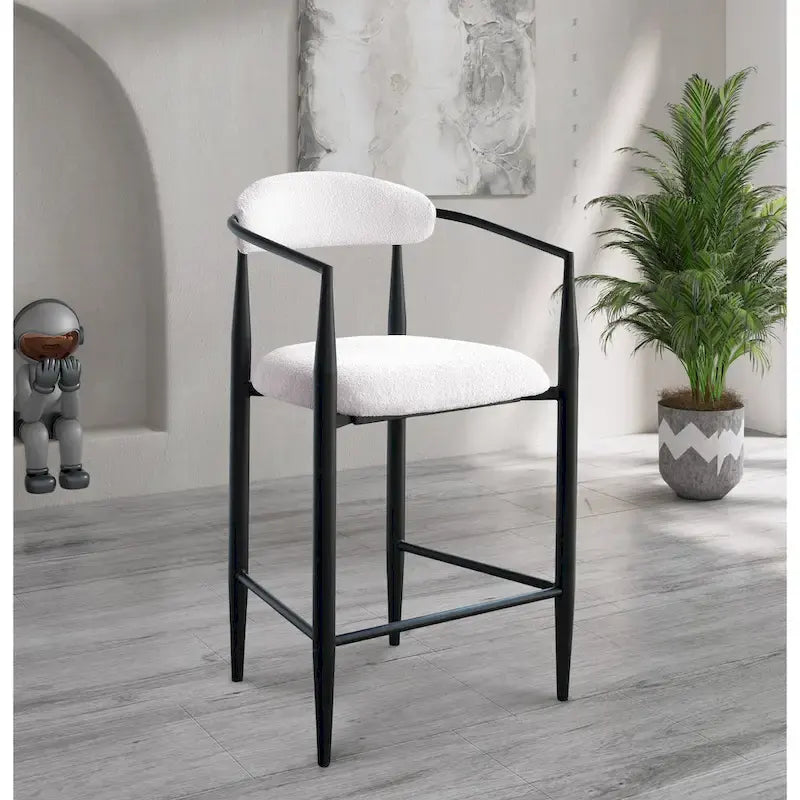 Lot de 2 tabourets de bar, chaises de comptoir avec dossier rembourré, accoudoirs et pieds en métal pour îlot de cuisine