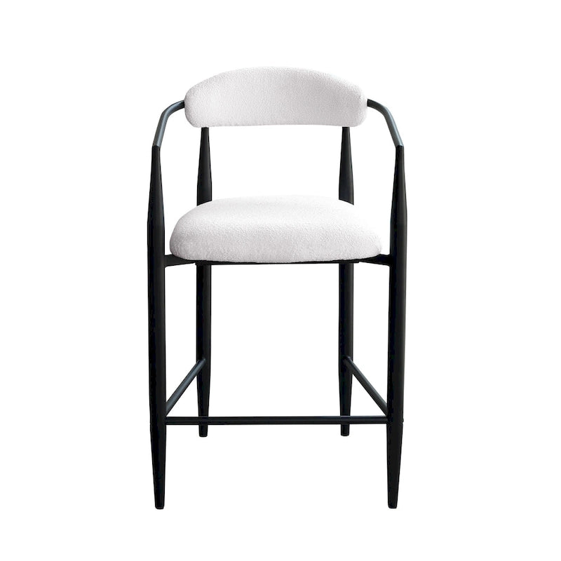 Lot de 2 tabourets de bar, chaises de comptoir avec dossier rembourré, accoudoirs et pieds en métal pour îlot de cuisine