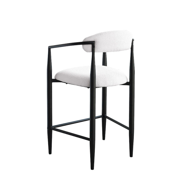 Lot de 2 tabourets de bar, chaises de comptoir avec dossier rembourré, accoudoirs et pieds en métal pour îlot de cuisine