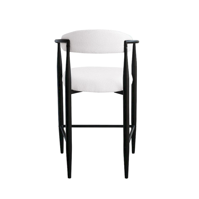 Lot de 2 tabourets de bar, chaises de comptoir avec dossier rembourré, accoudoirs et pieds en métal pour îlot de cuisine