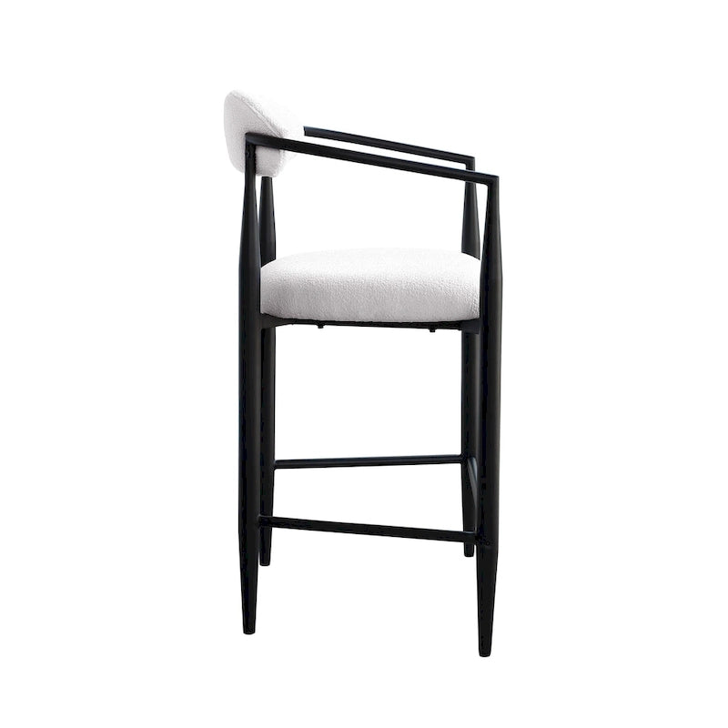 Lot de 2 tabourets de bar, chaises de comptoir avec dossier rembourré, accoudoirs et pieds en métal pour îlot de cuisine