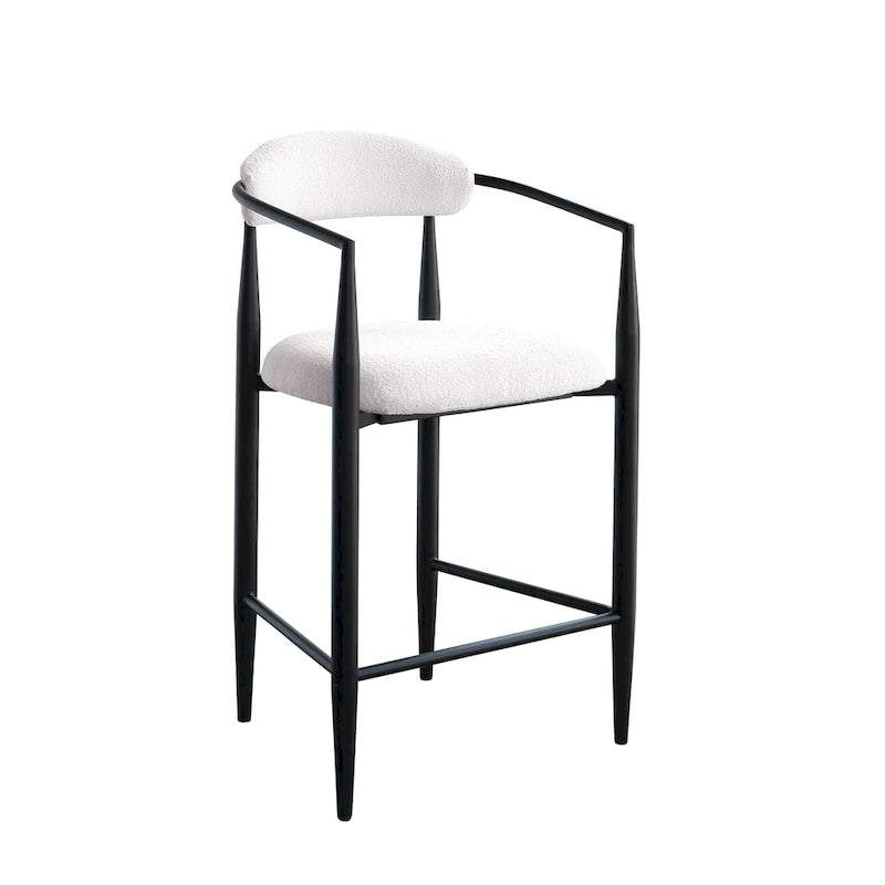 Lot de 2 tabourets de bar, chaises de comptoir avec dossier rembourré, accoudoirs et pieds en métal pour îlot de cuisine