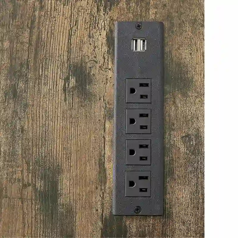 Meuble TV en bois avec station de recharge, étagères de rangement et armoire multimédia