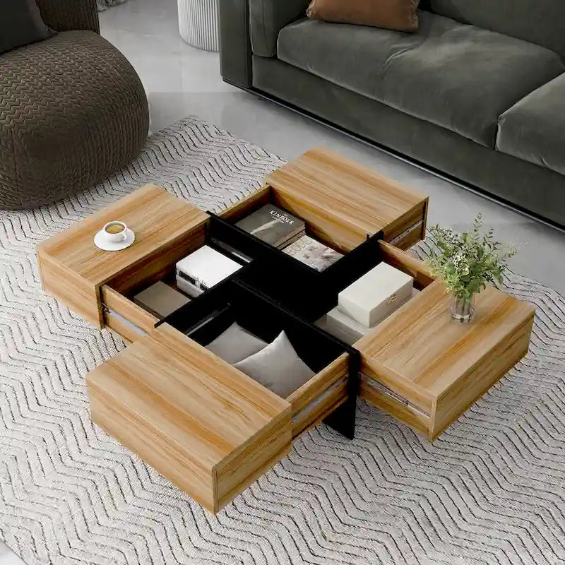Table basse moderne et tendance avec rangement caché - 31.50 x 31.50 x 13.80