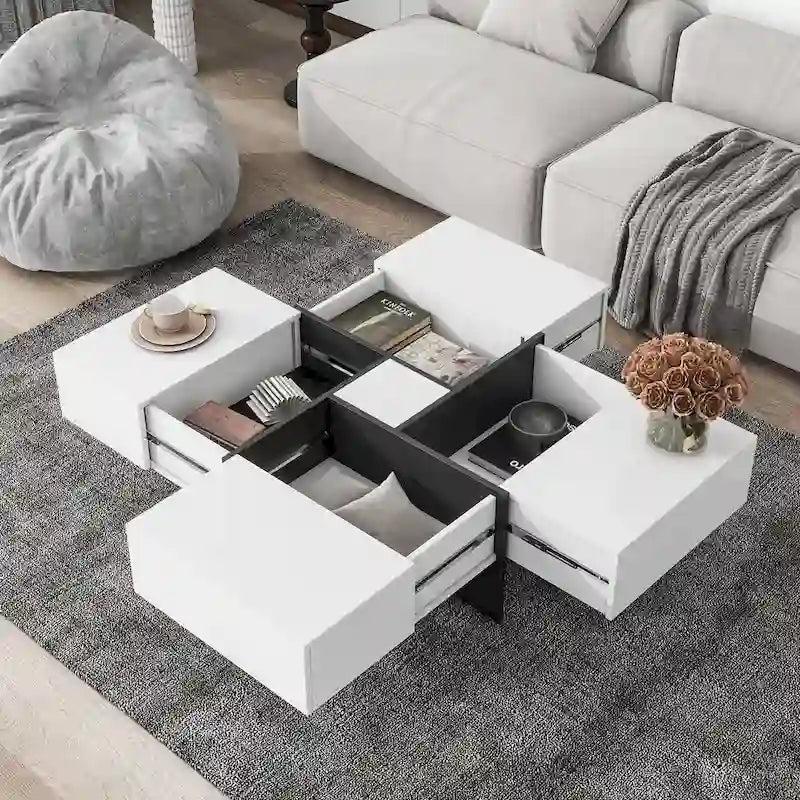 Table basse moderne et tendance avec rangement caché - 31.50 x 31.50 x 13.80