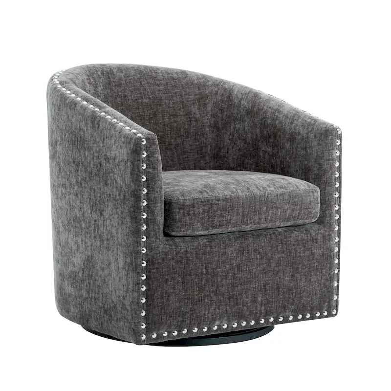 Fauteuil d’appoint pivotant en tissu, forme tonneau