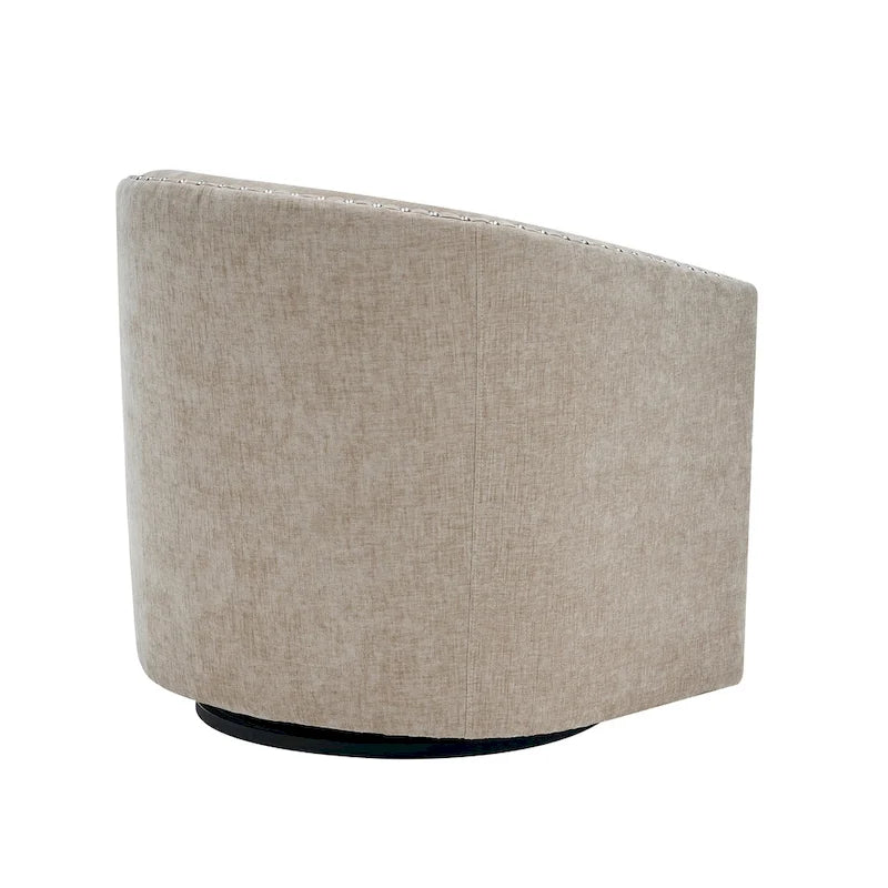 Fauteuil d’appoint pivotant en tissu, forme tonneau