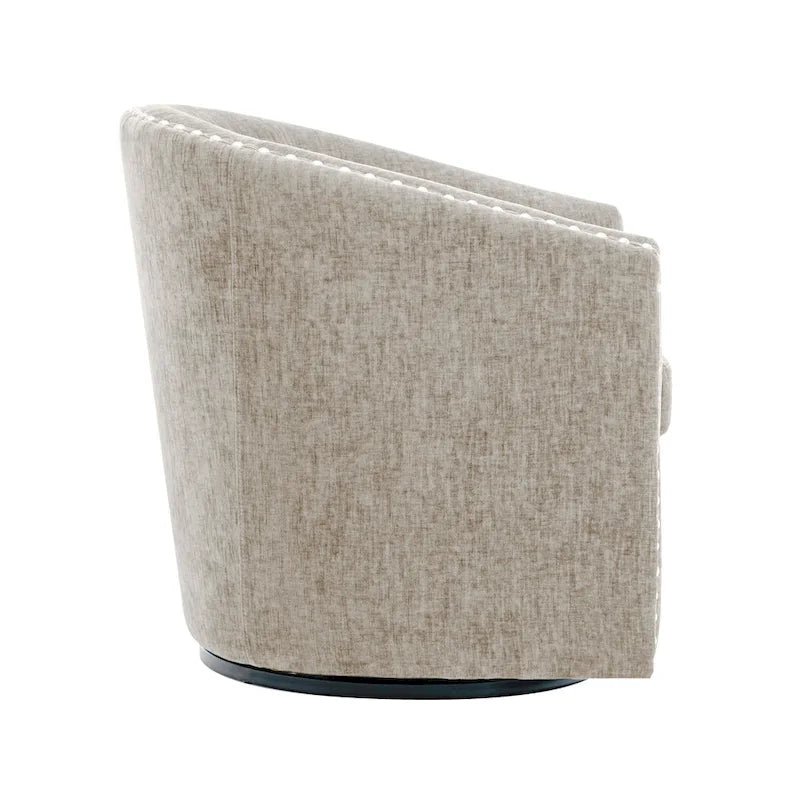 Fauteuil d’appoint pivotant en tissu, forme tonneau