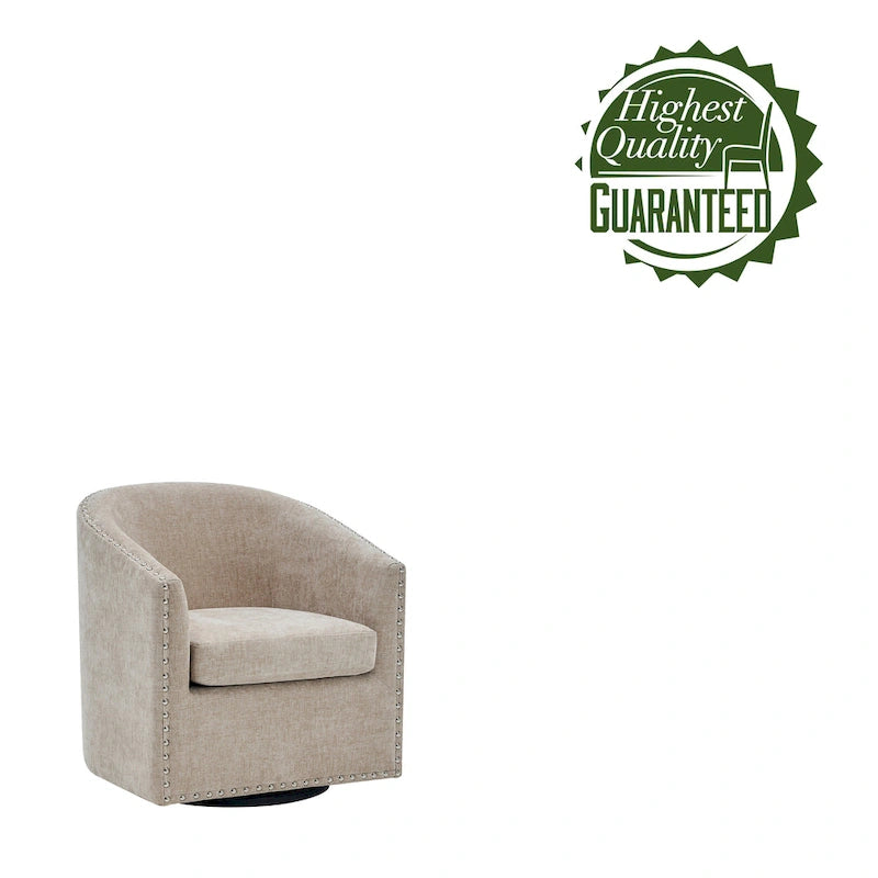 Fauteuil d’appoint pivotant en tissu, forme tonneau