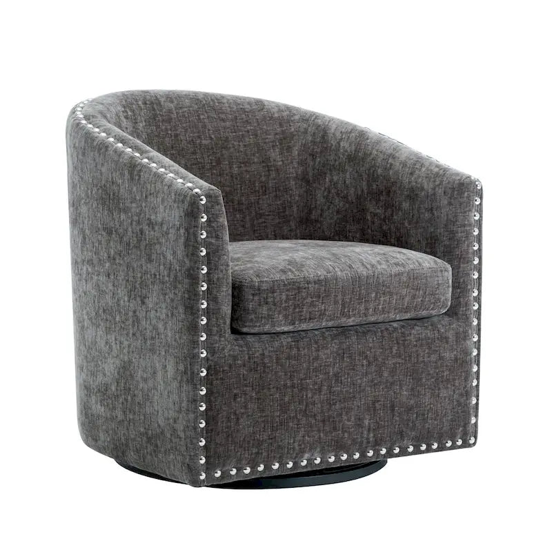 Fauteuil d’appoint pivotant en tissu, forme tonneau