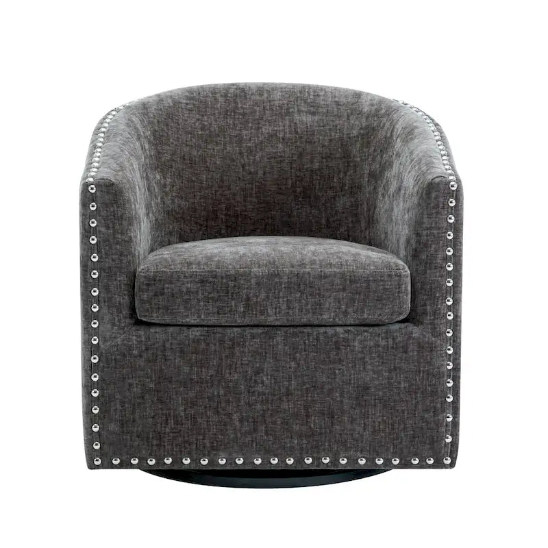 Fauteuil d’appoint pivotant en tissu, forme tonneau