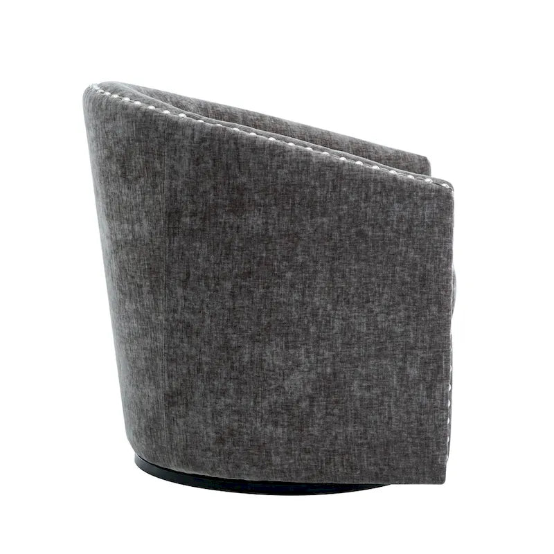 Fauteuil d’appoint pivotant en tissu, forme tonneau