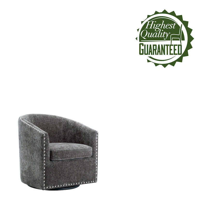 Fauteuil d’appoint pivotant en tissu, forme tonneau