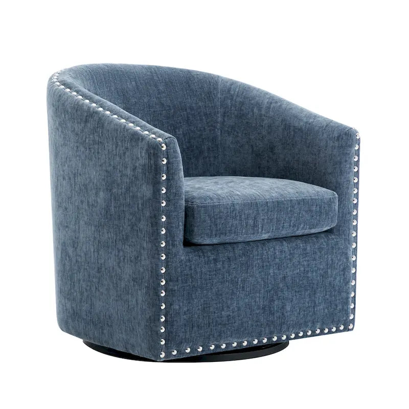Fauteuil d’appoint pivotant en tissu, forme tonneau