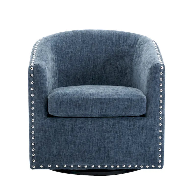 Fauteuil d’appoint pivotant en tissu, forme tonneau