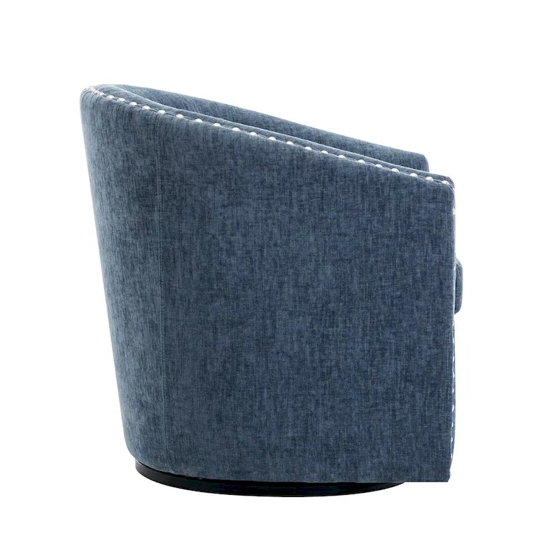 Fauteuil d’appoint pivotant en tissu, forme tonneau