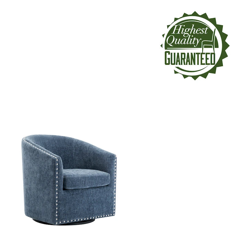Fauteuil d’appoint pivotant en tissu, forme tonneau