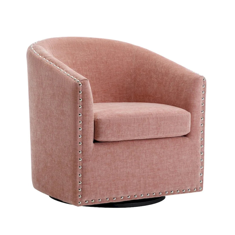 Fauteuil d’appoint pivotant en tissu, forme tonneau