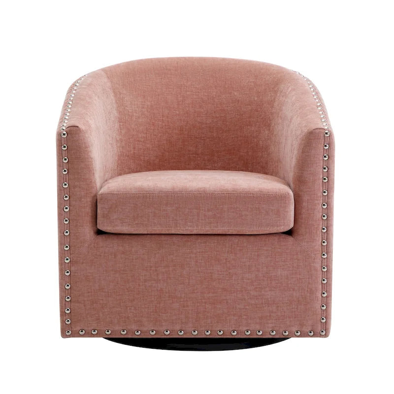 Fauteuil d’appoint pivotant en tissu, forme tonneau