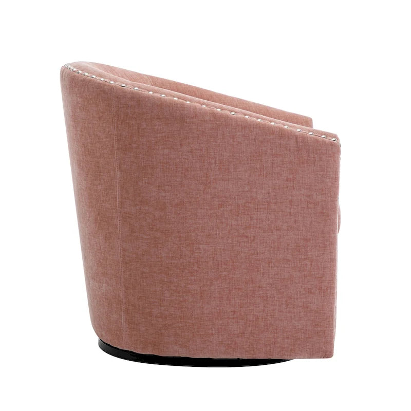 Fauteuil d’appoint pivotant en tissu, forme tonneau