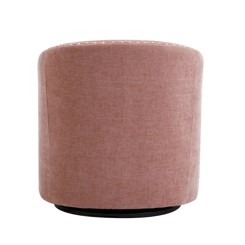 Fauteuil d’appoint pivotant en tissu, forme tonneau