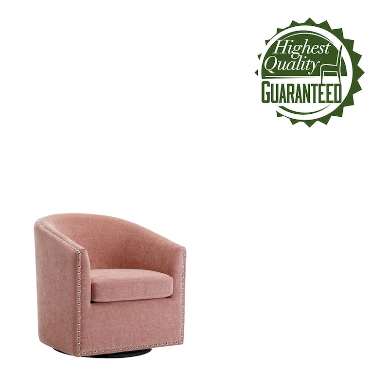 Fauteuil d’appoint pivotant en tissu, forme tonneau
