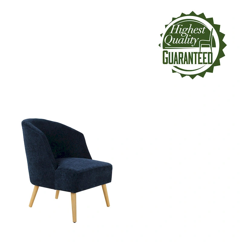 Fauteuil d’appoint tonneau en velours côtelé avec pieds en bois d’hévéa