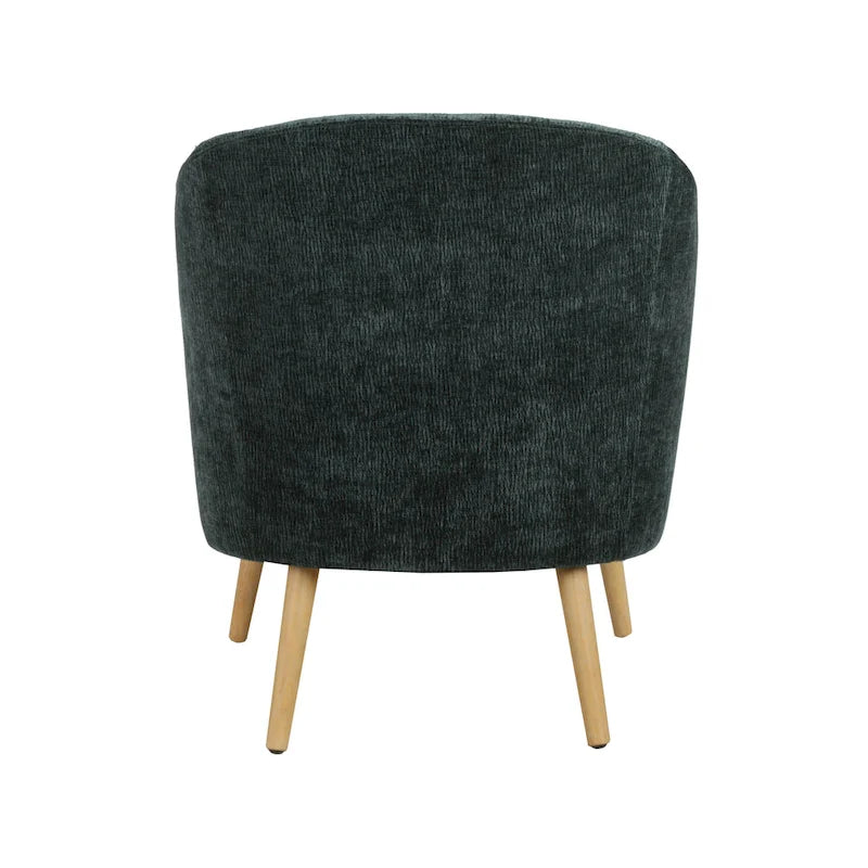 Fauteuil d’appoint tonneau en velours côtelé avec pieds en bois d’hévéa