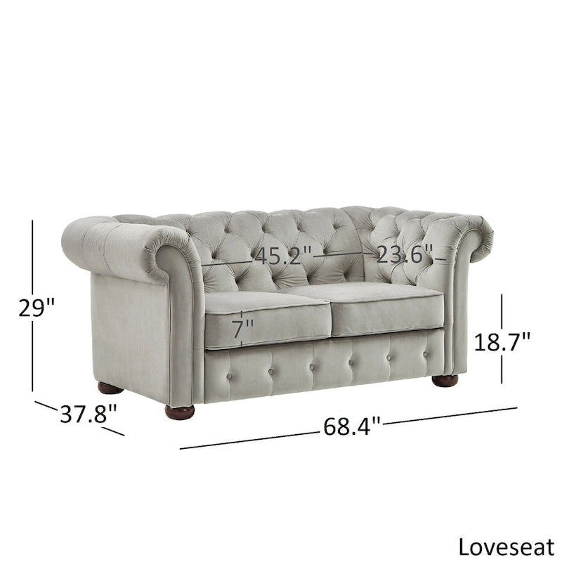 Klassische Zweisitzer-Couch mit Knopfheftung für zeitlos gestaltete Wohnräume