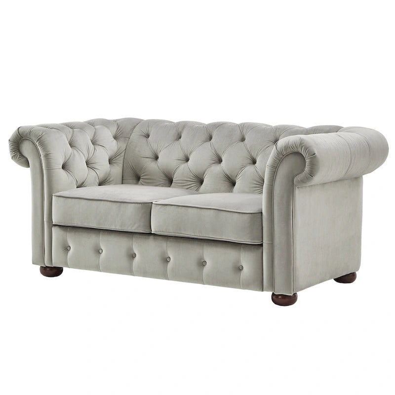 Klassische Zweisitzer-Couch mit Knopfheftung für zeitlos gestaltete Wohnräume