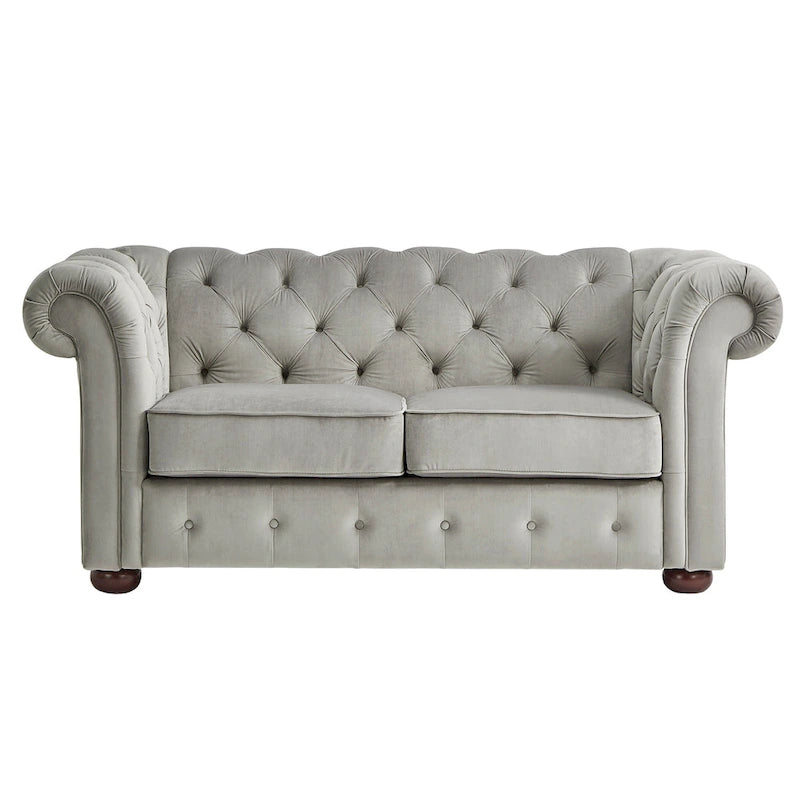 Klassische Zweisitzer-Couch mit Knopfheftung für zeitlos gestaltete Wohnräume