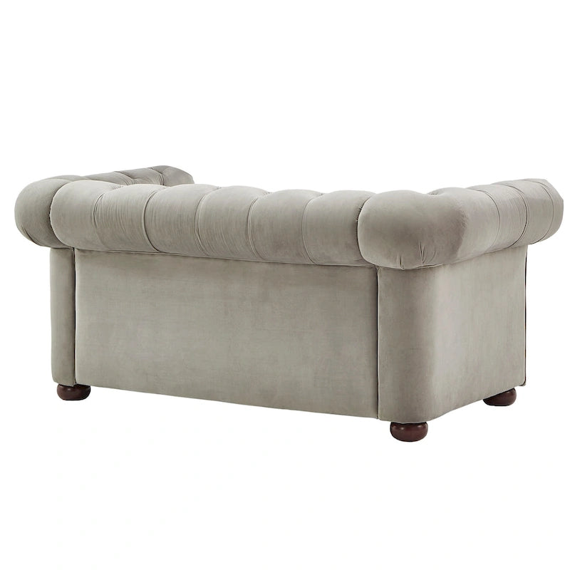 Klassische Zweisitzer-Couch mit Knopfheftung für zeitlos gestaltete Wohnräume